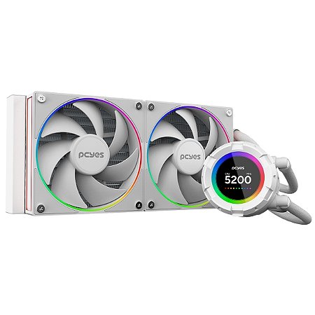 WATER COOLER PCYES VISION 240MM WHITE GHOST - TELA LCD 2,1 - VS240WG