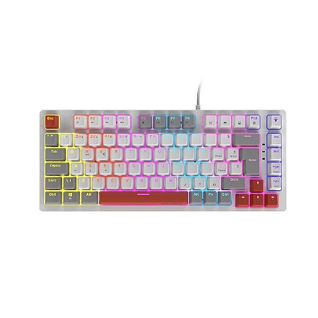 TECLADO MECANICO 75% PCYES KIRIN WHITE GHOST - SWITCH BLUE - LED RAINBOW - PTKRWG75BL