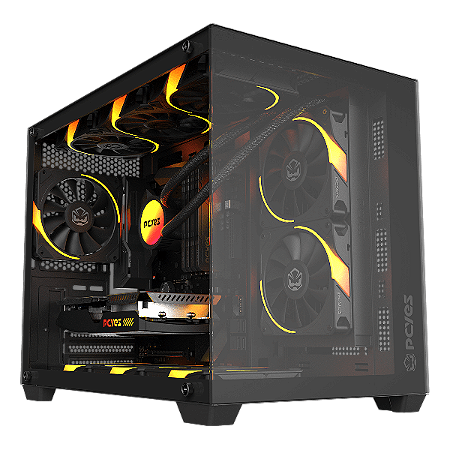 GABINETE GAMER PCYES FORCEFIELD V2 BLACK VULCAN - GFFV2BV