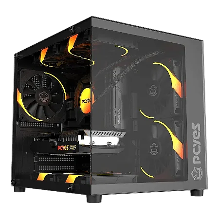 GABINETE GAMER PCYES FORCEFIELD MINI BLACK VULCAN - GFFMNBV