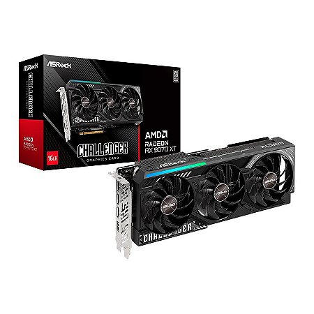 Placa de Video ASRock AMD Radeon RX 9070 XT Challenger, 16GB, GDDR6, FSR, Ray Tracing, 90-GA61ZZ-00UANF