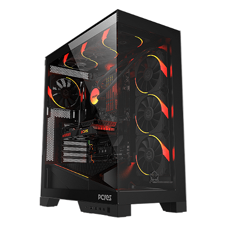 GABINETE GAMER PCYES FORCEFIELD FLOW BLACK VULCAN - GFFFBV
