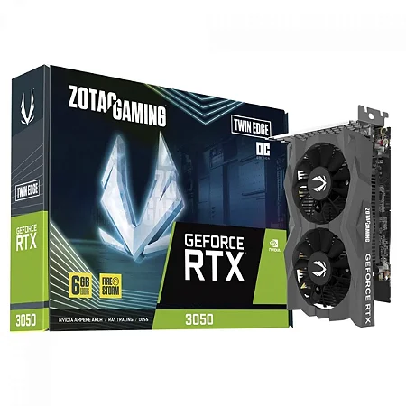 Placa de Vídeo Zotac NVIDIA GeForce RTX 3050 Twin Edge OC 6GB GDDR6 - ZT-A30510H-10L