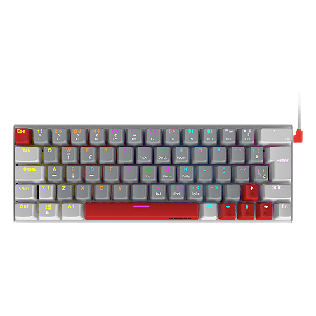TECLADO MECANICO 60% PCYES KUROMORI WHITE GHOST - SWITCH RED - LED RAINBOW - PTKMWG60RD