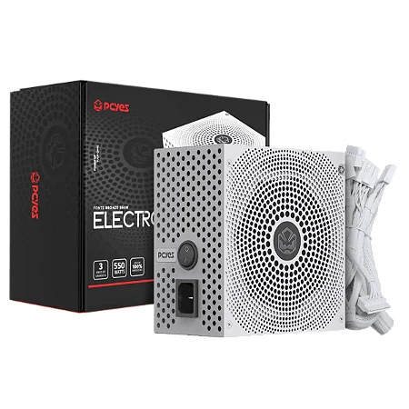 FONTE GAMER PCYES ELECTRO V2 550W WHITE GHOST 80 PLUS BRONZE - ELECV2WG550W