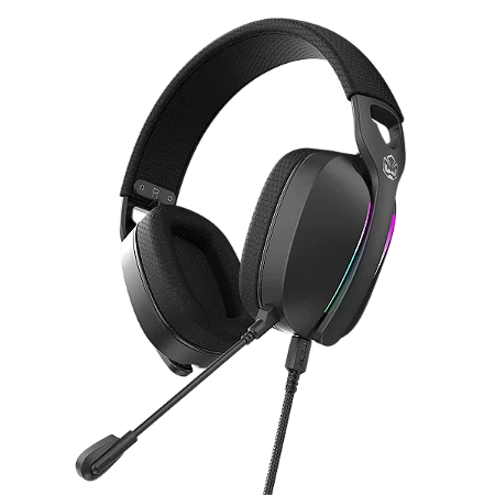 HEADSET GAMER PCYES NOWY BLACK VULCAN, USB SURROUND, DRIVER 40MM, RGB, MICROFONE DESTACAVEL - HGNW40BV