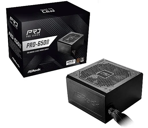 FONTE ASROCK PRO 650W 80 PLUS BRONZE ATX 3.1 - PRO-650B