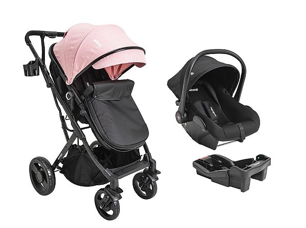 Carrinho Vox II com Bebê Conforto Colinho e Base Veicular