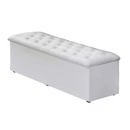 Baú Recamier King Corino Branco 47x193x51