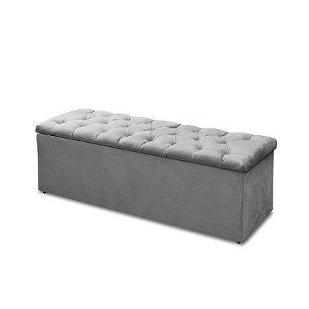Baú Recamier King Suede Cinza 47x193x51