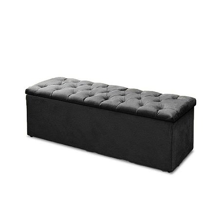 Sapateira Baú Casal Suede Preto 47x138x51