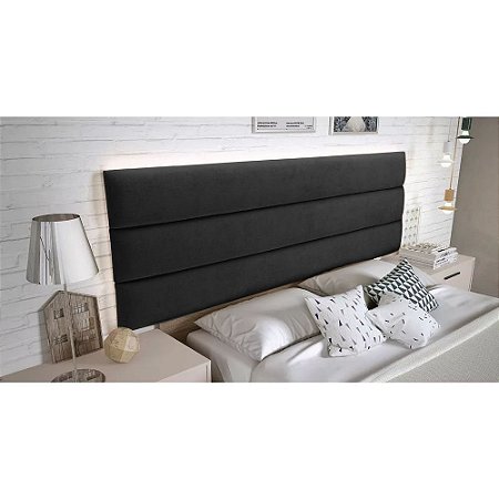 Cabeceira Sonho Line King 1,95m Painel Em Couro Sintético Preto