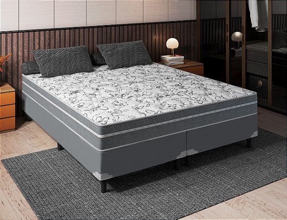 Cama Box Bipartido Queen + Colchão Portobel De Molas Ravena