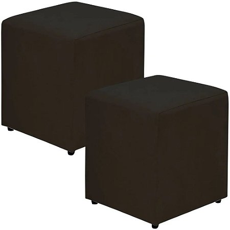 Kit Com 02 Puffs Sonho Suede Preto 50x35x35