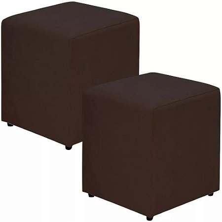 Kit Com 02 Puffs Sonho Suede Marrom 50x35x35