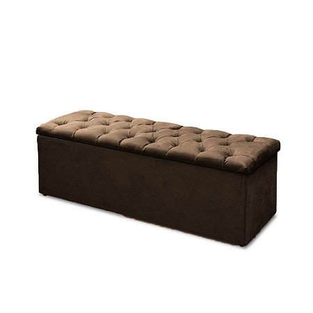 Baú Recamier Casal Suede Marrom 47x138x51