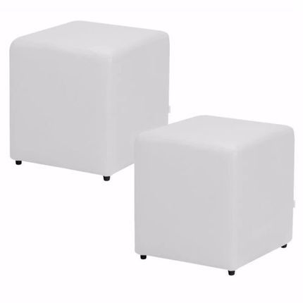 Kit Com 02 Puffs Sonho Corino Branco 50x35x35