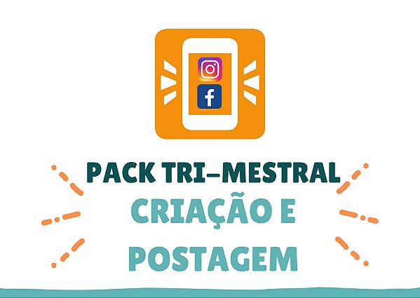 Pack TRIMESTRAL Marketing Básico - Criação e agendamento/ postagem de 2 posts por semana no feed do Instagram e facebook
