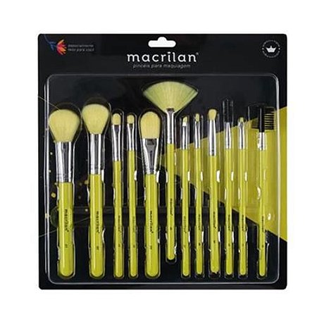 Kit com 12 Pincéis para Maquiagem Neon Macrilan EN001