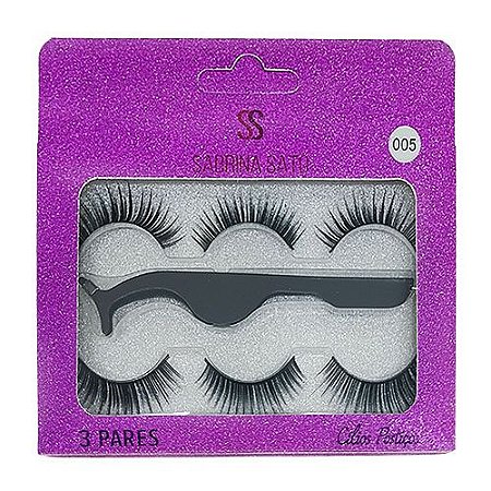 Cílios Postiços com 03 pares + Pinça Sabrina Sato SS-1409