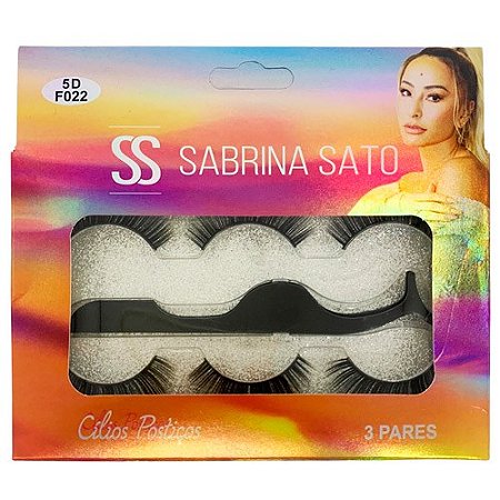 Cílios Postiços com 03 Pares + Pinça para Aplicação 5D F022 Sabrina Sato SS-1557