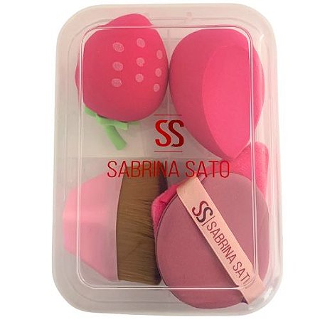 Kit com 04 Esponja para Maquiagem e 01 Pincel Sabrina Sato SP2041