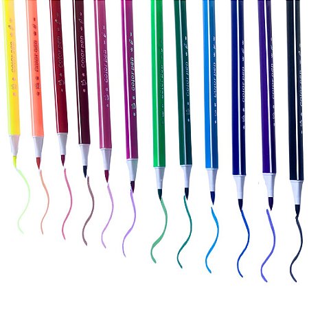 Caneta Hidrográfica Brush Pen com 12 Cores 716-12