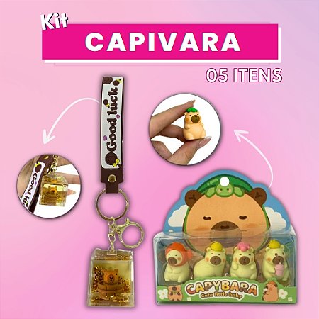 Kit Borracha + Chaveiro Capivara  - 05 Itens