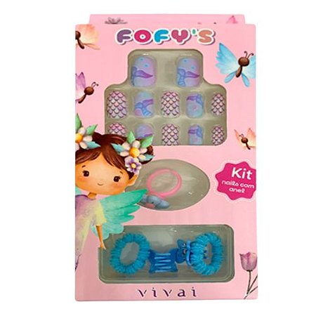 Kit Unha Postiça Infantil + Anel Fofy´s Vivai 5065.1.1