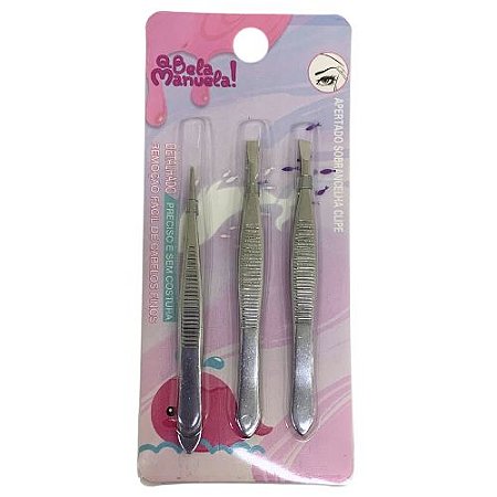Kit com 03 Pinças para Sobrancelha Qbela Manuela! OBM930
