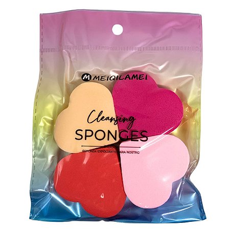 Kit com 04 Esponjas Coração para Maquiagem