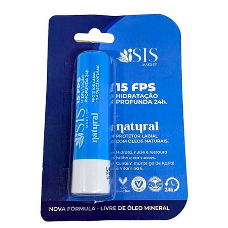 Protetor Labial Natural 15 FPS Hidratação Profunda 24H Isis Make-Up IS0083