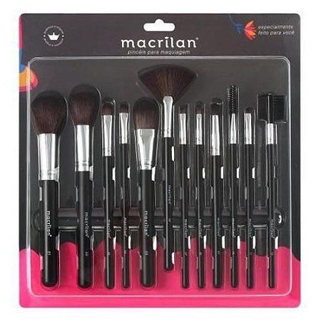 Kit com 12 Pincéis para Maquiagem Macrilan KP9-1A
