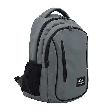MOCHILA BÁSICA EM POLIÉSTER - M-086 - GRAFITE/PRETO