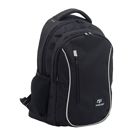 MOCHILA BÁSICA EM POLIÉSTER - M-086 - PRETO/GRAFITE