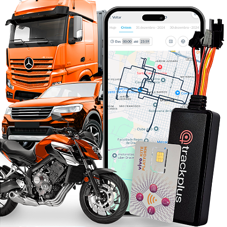 RASTREADOR TP7 + CHIP VIVO + PLATAFORMA COM APP