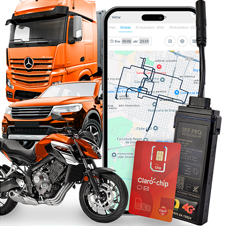 RASTREADOR TP7 PRO + CHIP CLARO + PLATAFORMA COM APP