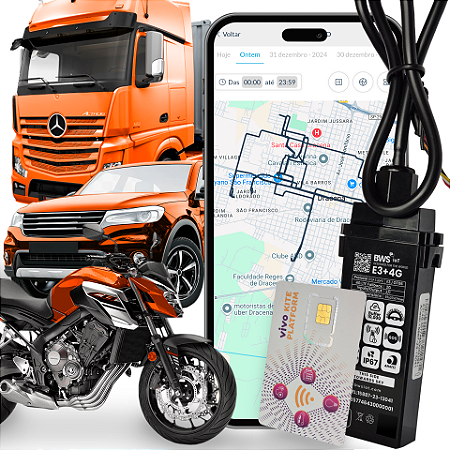 RASTREADOR E3 PLUS 4G + CHIP VIVO + PLATAFORMA COM APP
