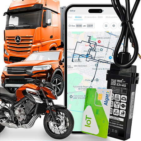 RASTREADOR E3 PLUS 4G + CHIP ALGAR MULTIOPERADORAS + PLATAFORMA COM APP