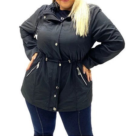 parka corta vento plus size