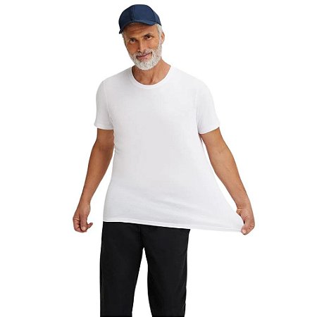 Camiseta Hering Básica Manga Curta Em Malha Masculina Branco