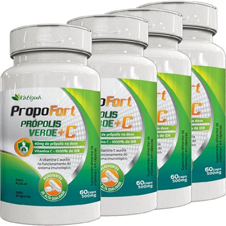 Kit 4 Propofort Propolis Verde + Vitamina C 60 Capsulas Katigua