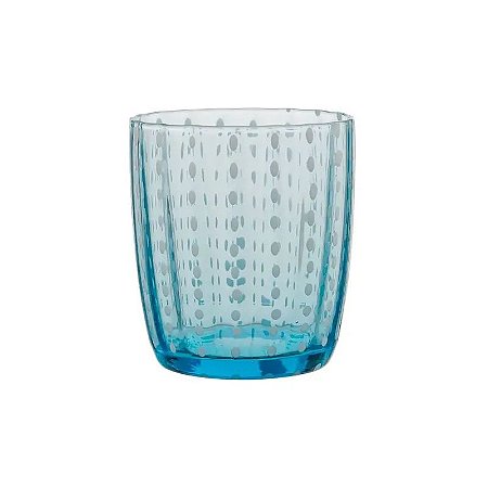 SET COPO VIDRO AZUL C BRANCO