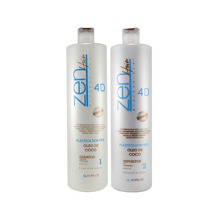 Zen Hair - Escova Progressiva Plástica dos fios 4D (2x1000ml)