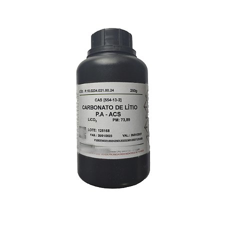 Carbonato De Lítio Pa 250gr