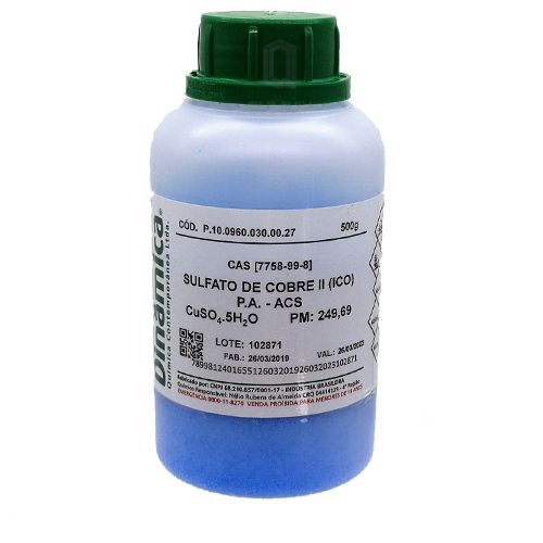 Sulfato Cobre Il 5H20 PA ACS 500g Dinamica - Ciruvix - Produtos científicos  como Reagentes, vidrarias e equipamentos.