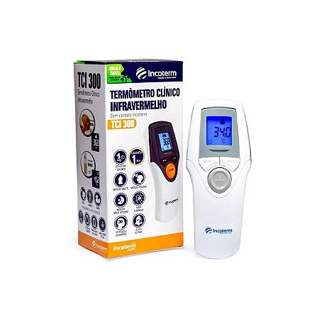 Termômetro clínico infravermelho uso Humano Testa Homologado Anvisa TCI300 Marca Incoterm