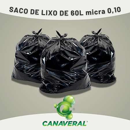 Saco de lixo 60 litros preto reforçado 0,10 com 100