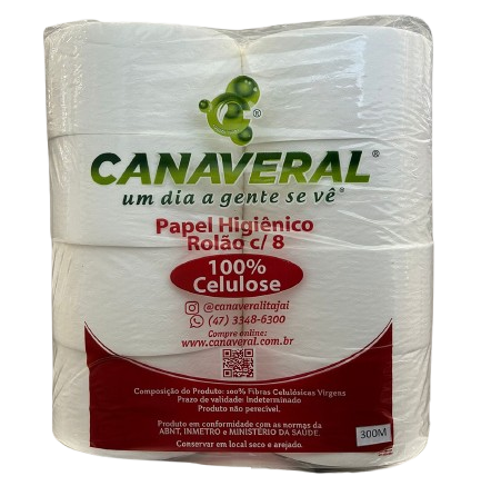 Papel higiênico rolão plus 100% celulose 300m com 8