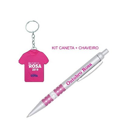 Kit Chaveiro + Caneta Especial Outubro Rosa ( 15 UNIDADES )